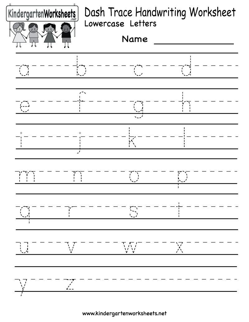Kindergarten Dash Trace Handwriting Worksheet Printable