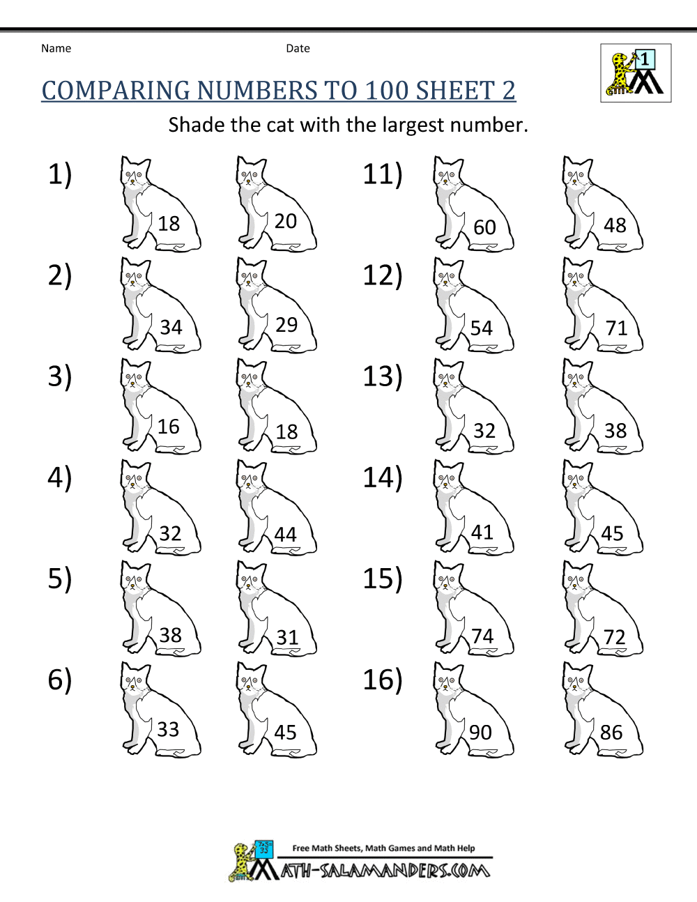 Kindergarten Greater Than Less Than Worksheet Comparing Numbers To