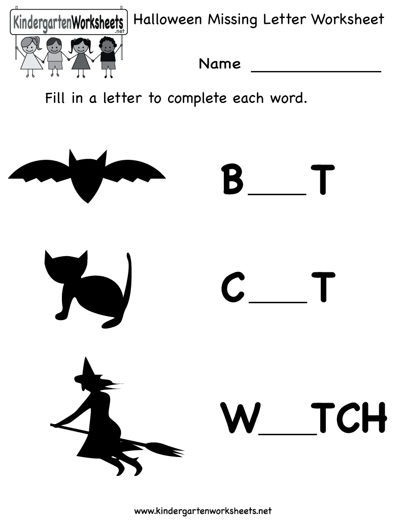 Kindergarten Halloween Missing Letter Worksheet Printable Esl