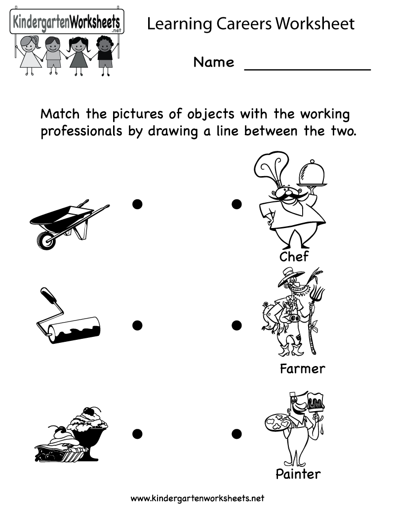 Kindergarten Learning Careers Worksheet Printable  Can Also Use