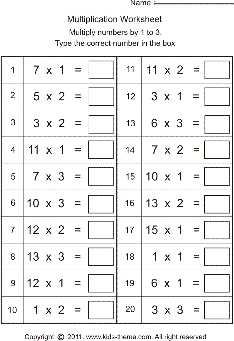 Math Worksheets For Grade 3 Multiplication Worksheets For All