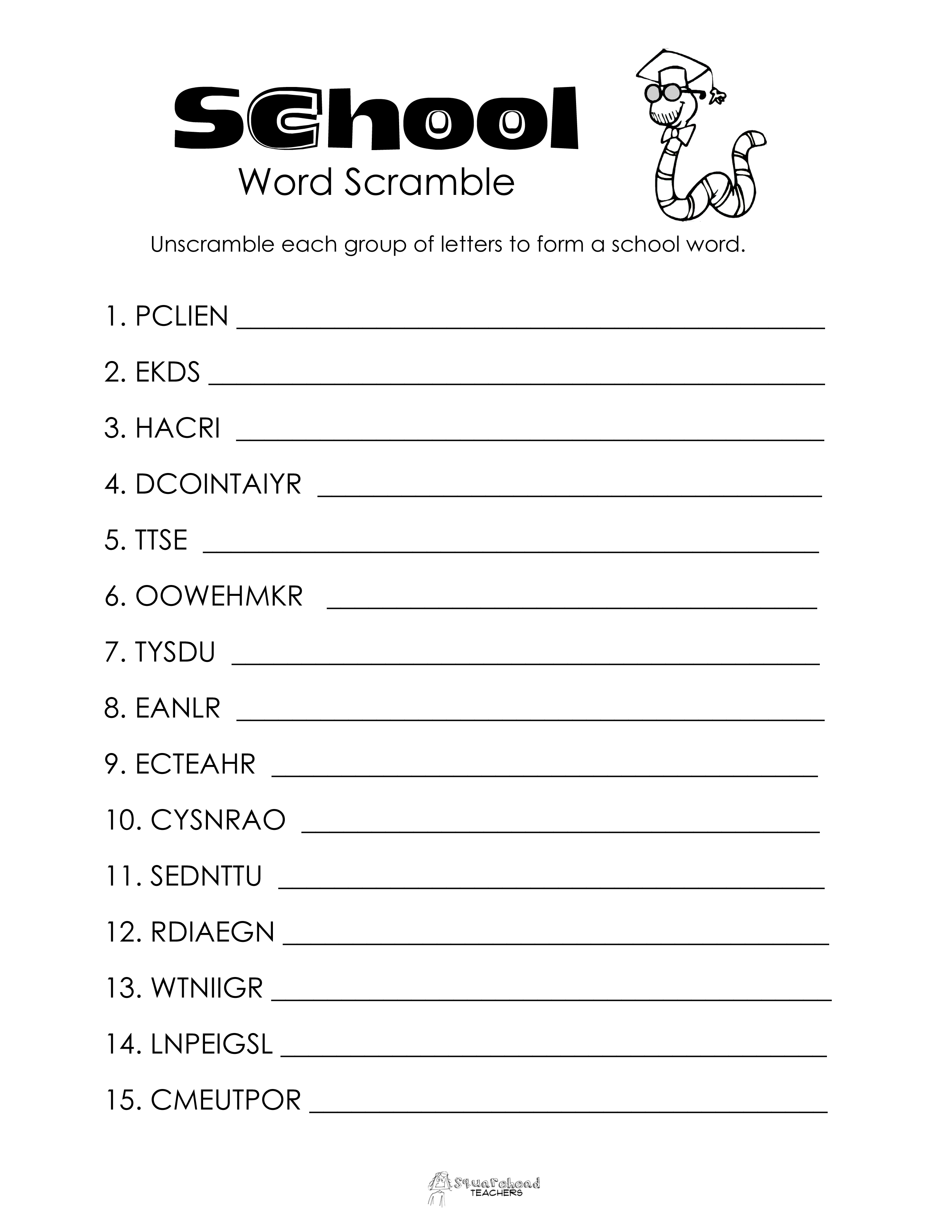 Middle School Word Jumble Worksheet  Middle  Best Free Printable