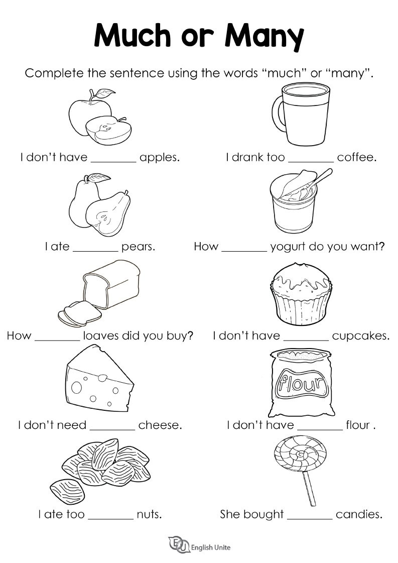 Much Or Many Worksheet