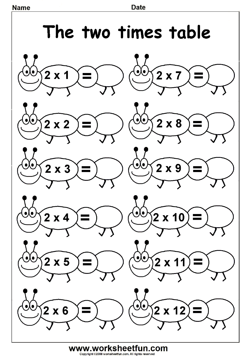 Multiplication Worksheets 2 Times Tables Worksheets For All
