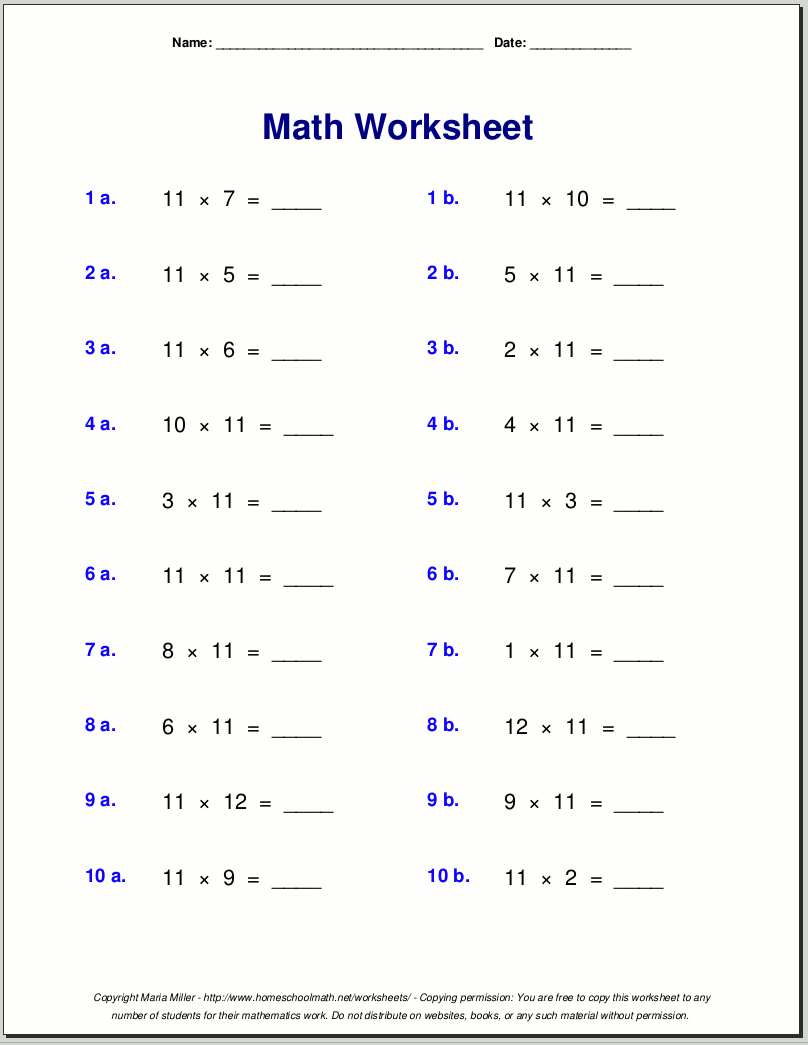 Multiplying By 11 Worksheets Worksheets For All