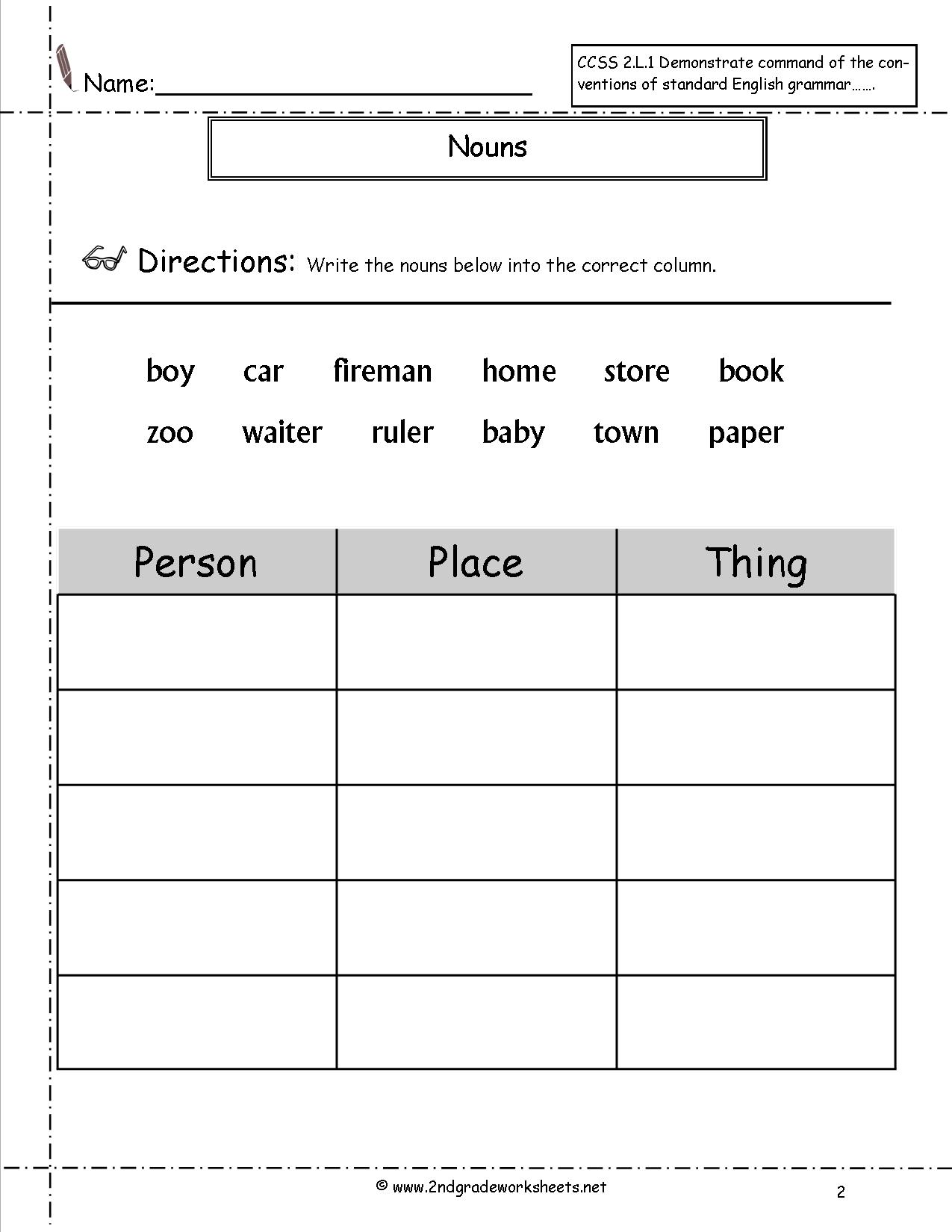 Noun Worksheets For Grade 1 The Best Worksheets Image Collection