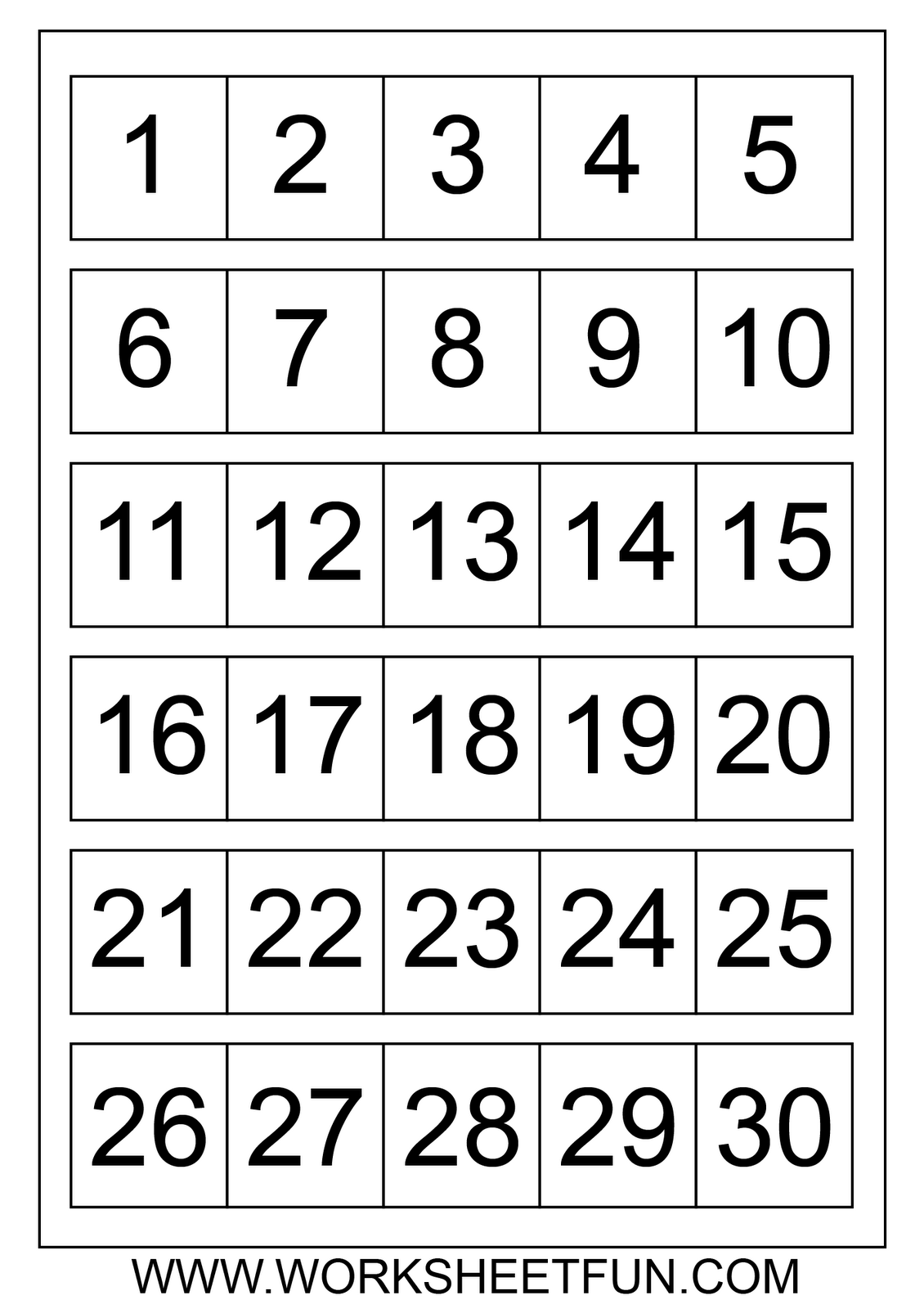 Numbers 1 30 Worksheet Worksheets For All