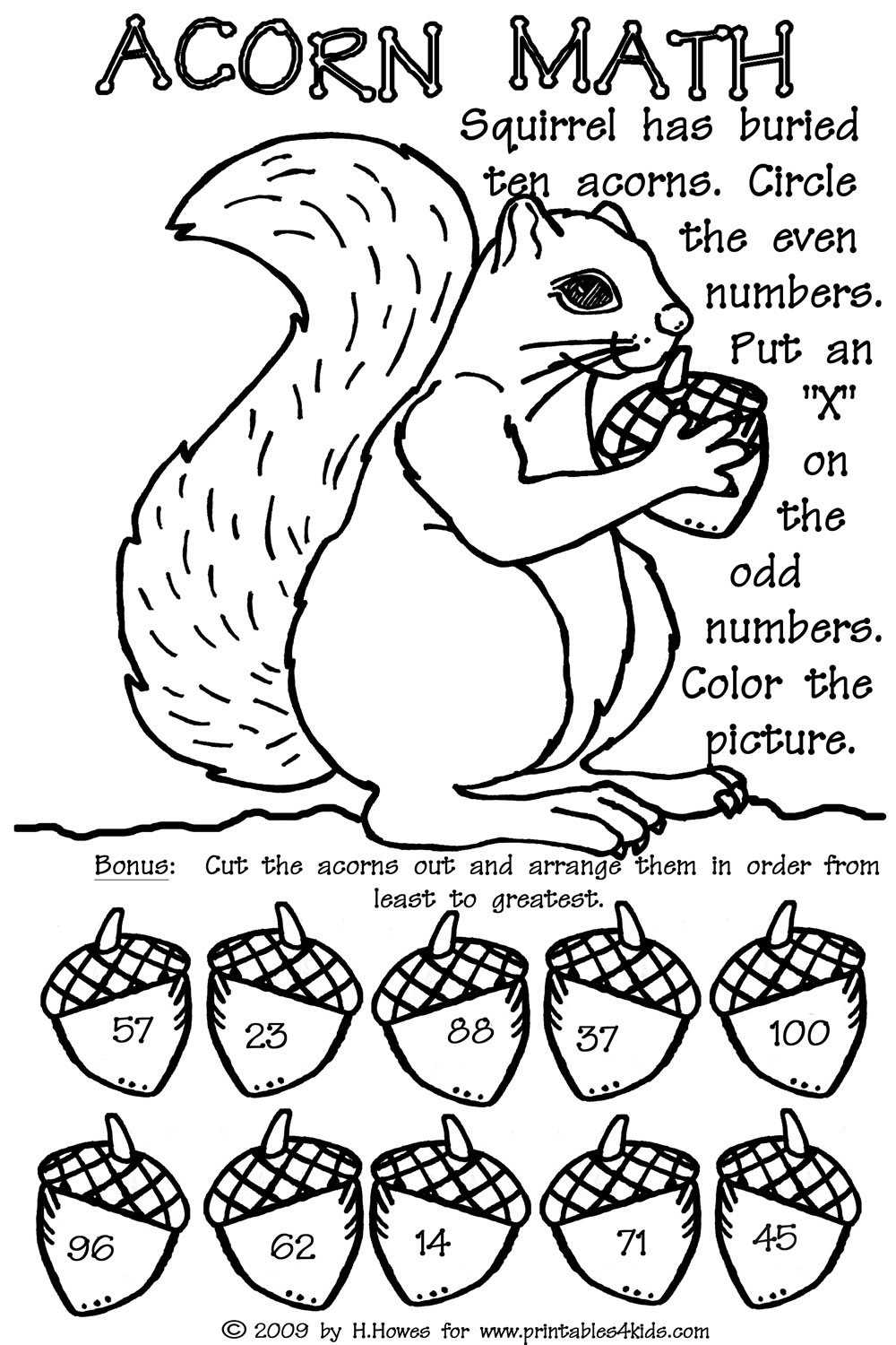 Odd And Even Double Digit Fall Math Worksheet   Printables For