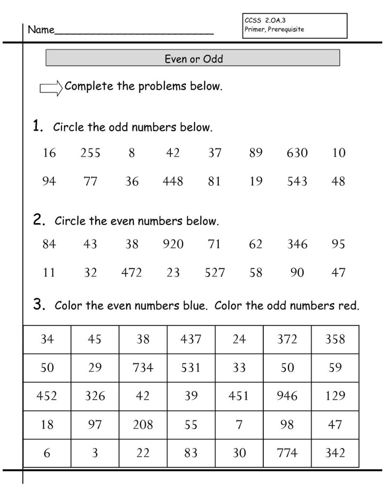 Odd Or Even Worksheet