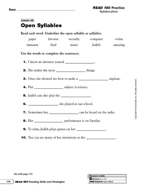 Open Syllable Worksheet The Best Worksheets Image Collection