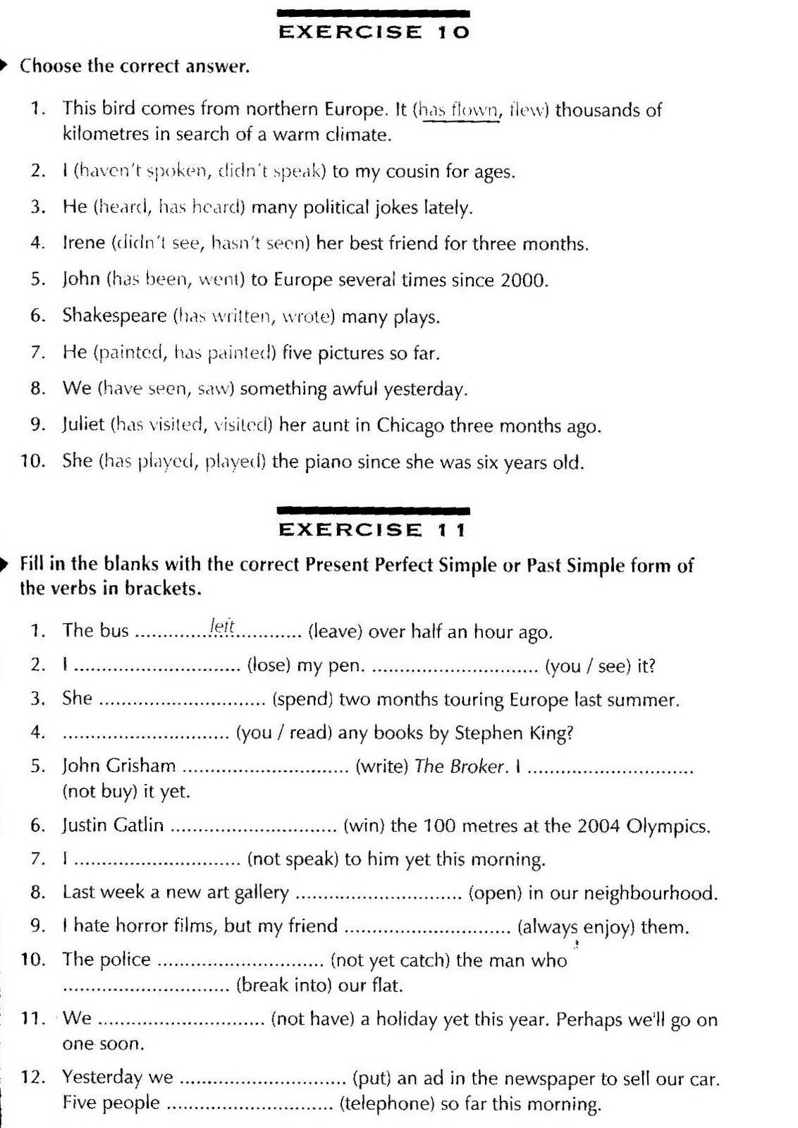 Past Simple, Present Perfect Simple
