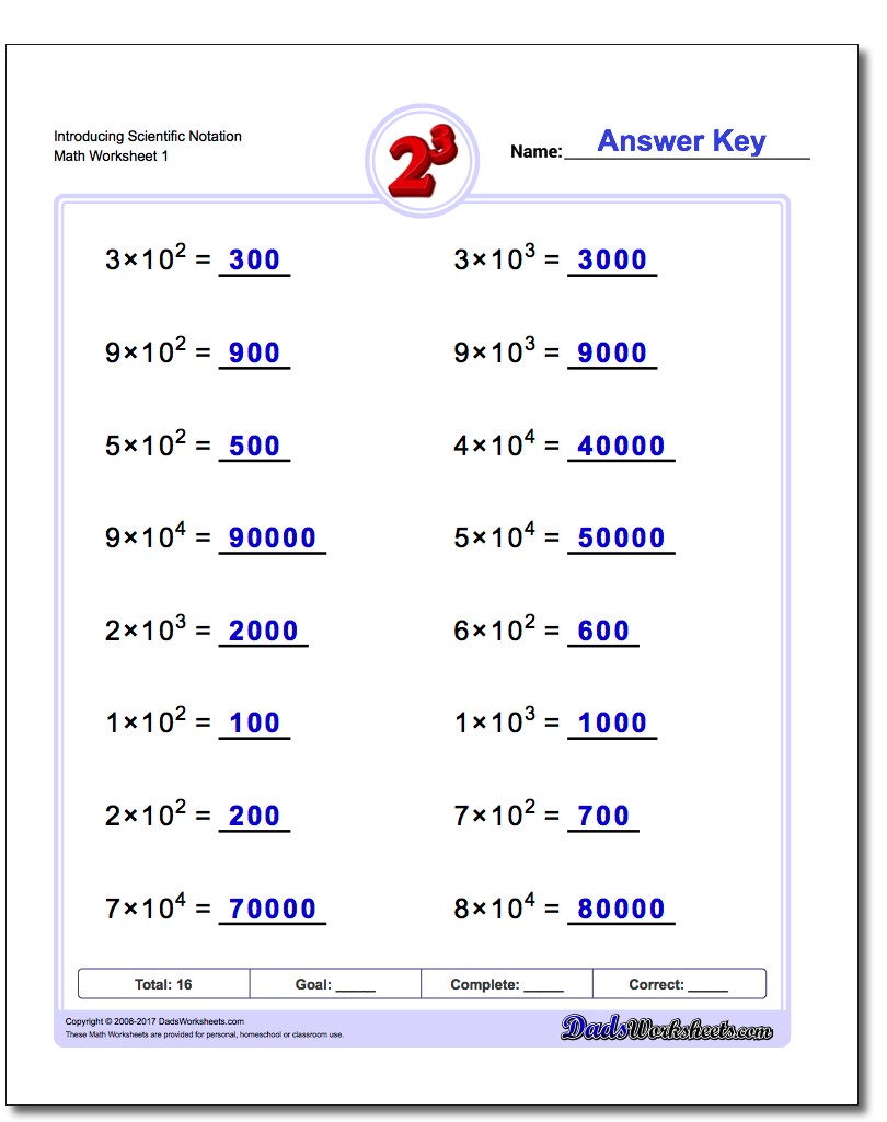 Powers Of Ten And Scientific Notation Worksheet Chemistry Int