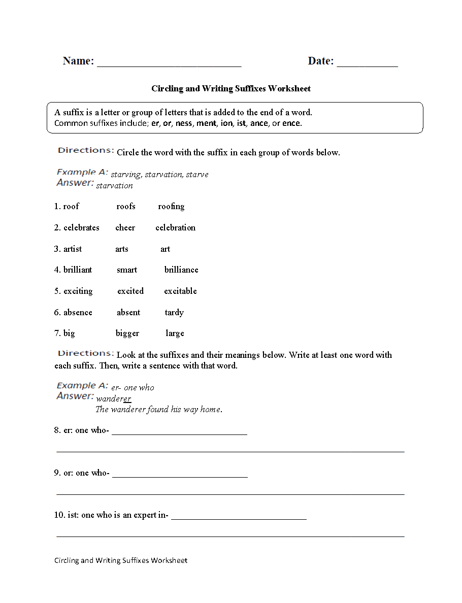 Prefixes And Suffixes Worksheets 4th Grade Worksheets For All