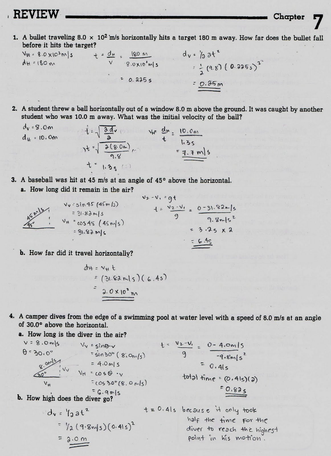 Projectile Motion Worksheet With Answers Worksheets For All