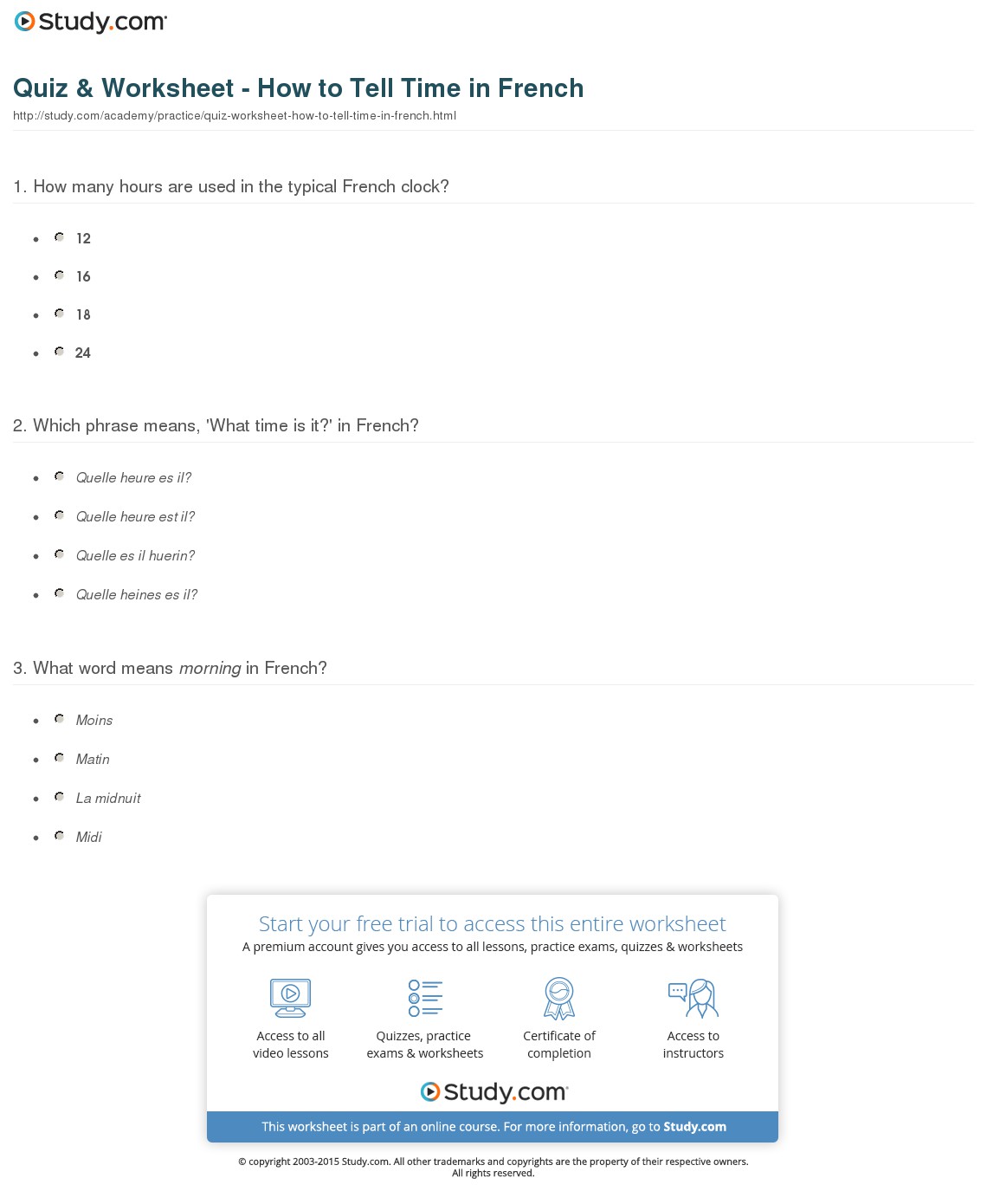 Quiz & Worksheet