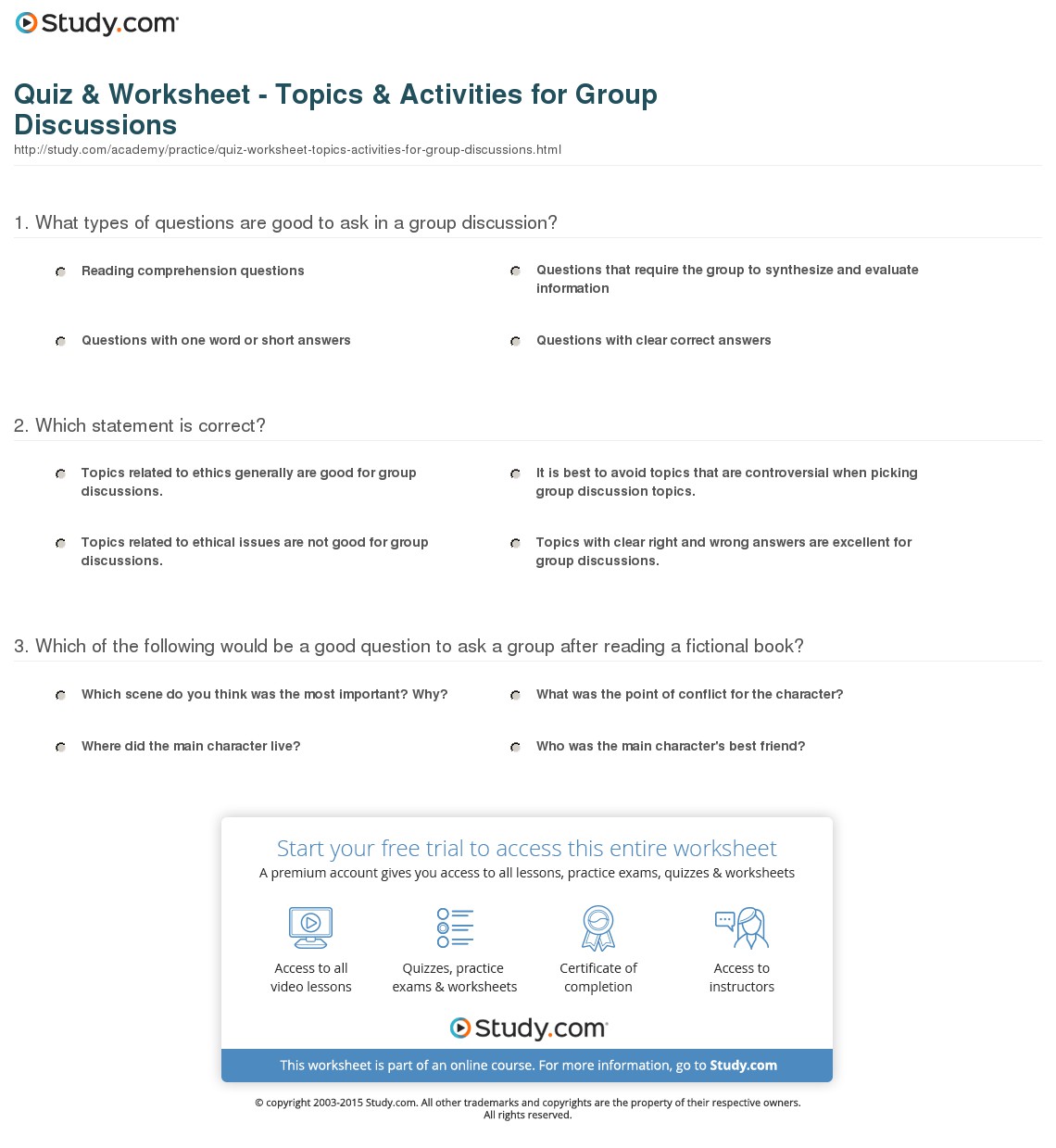 Quiz & Worksheet