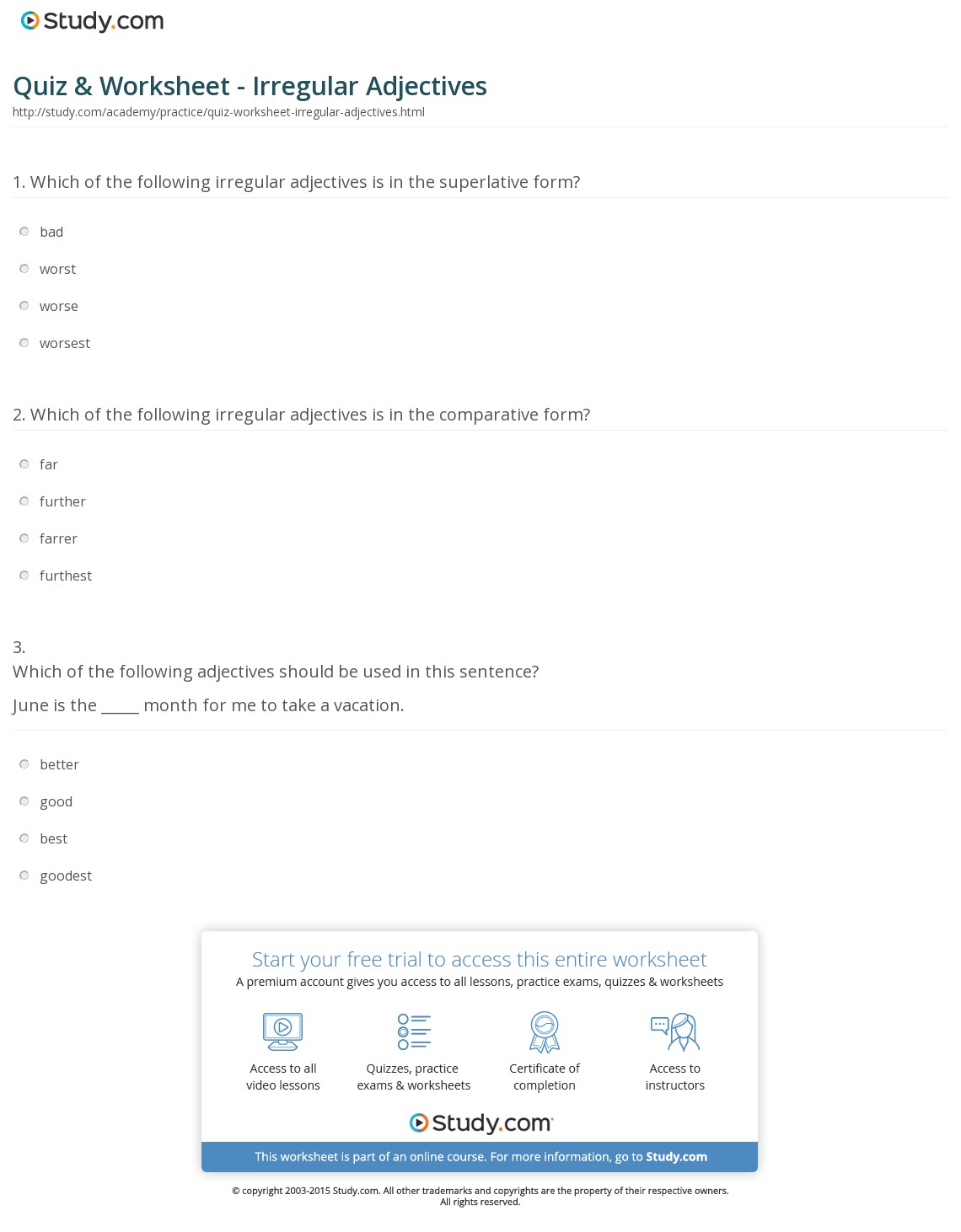 Quiz & Worksheet