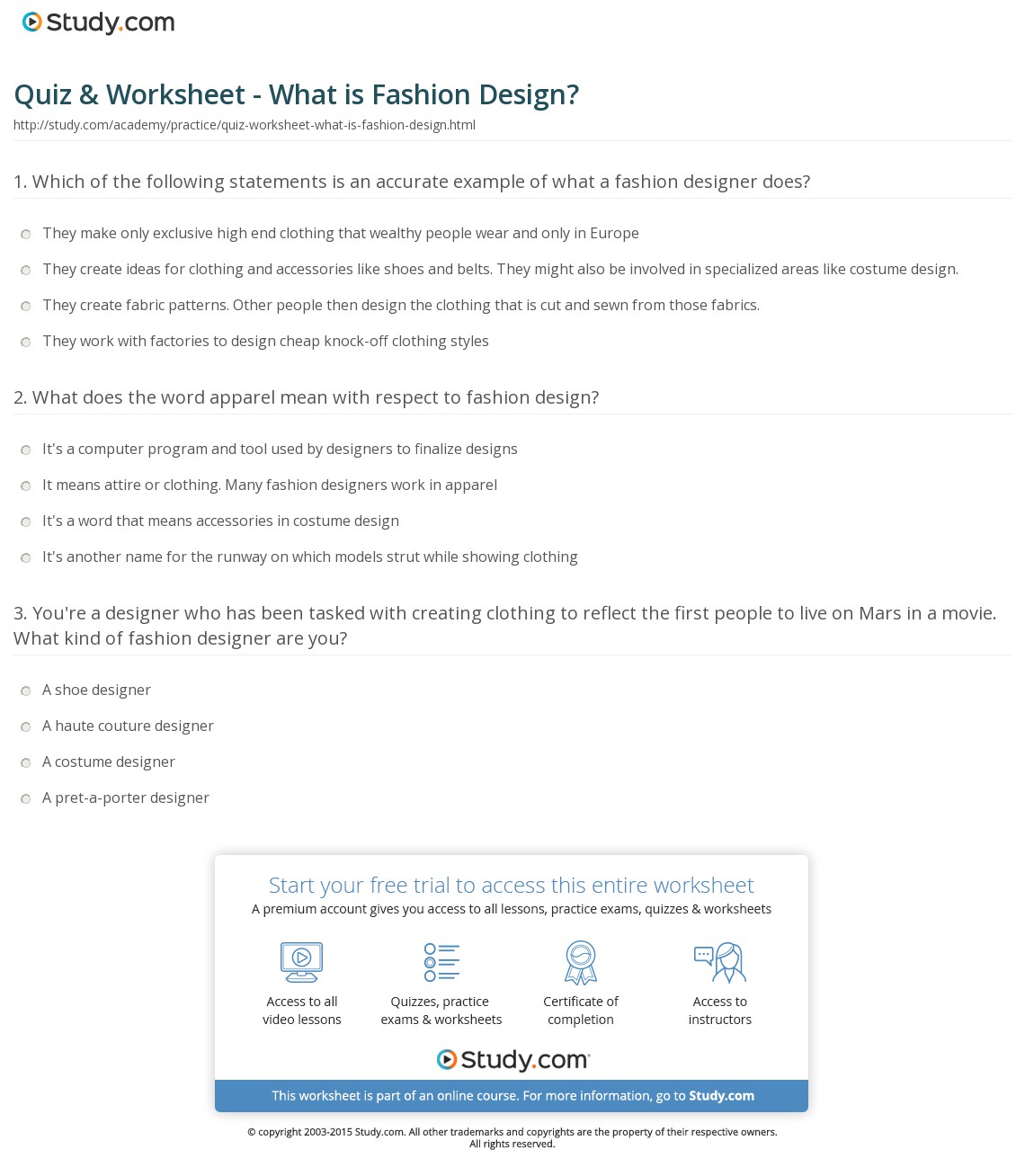 Quiz & Worksheet