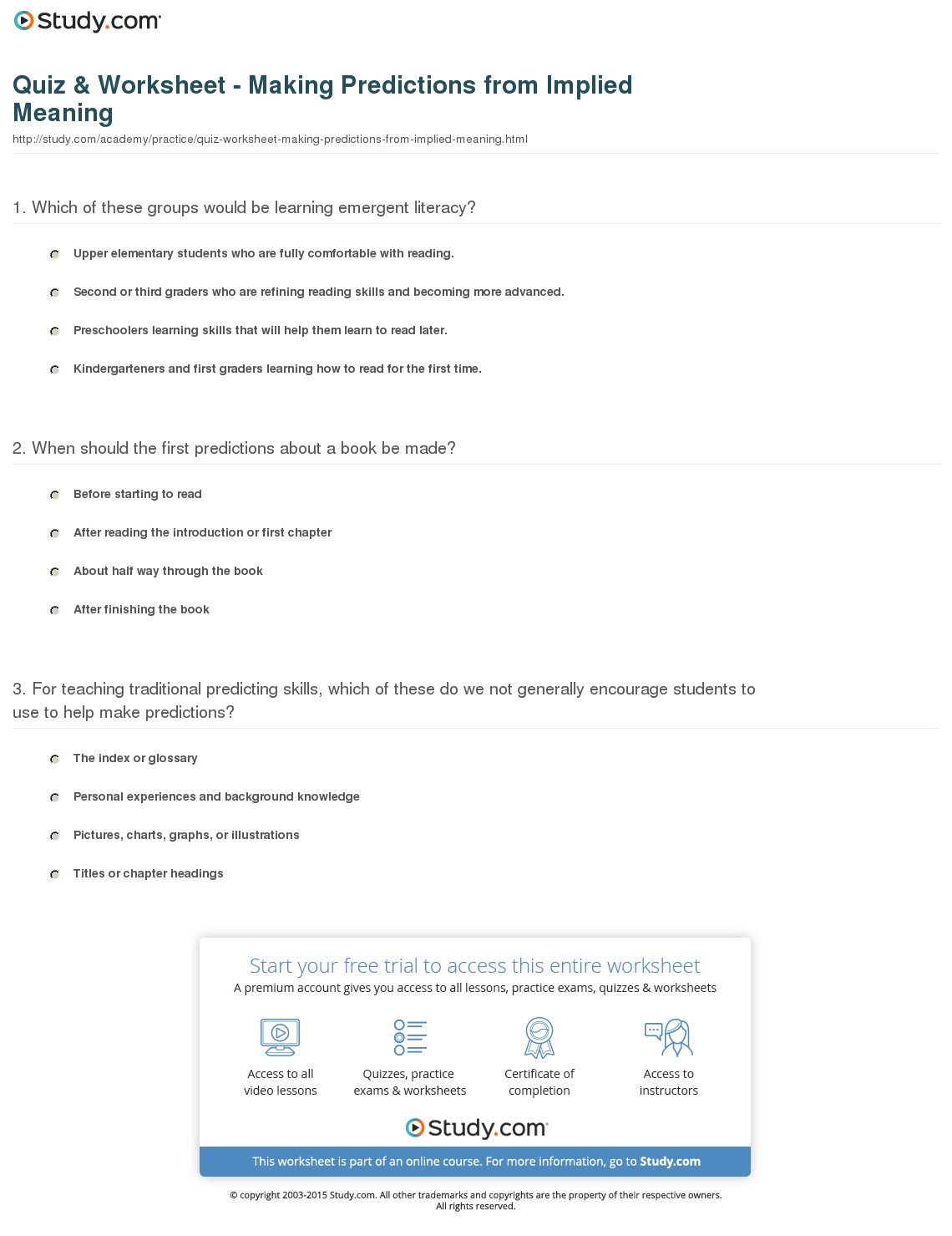 Quiz & Worksheet
