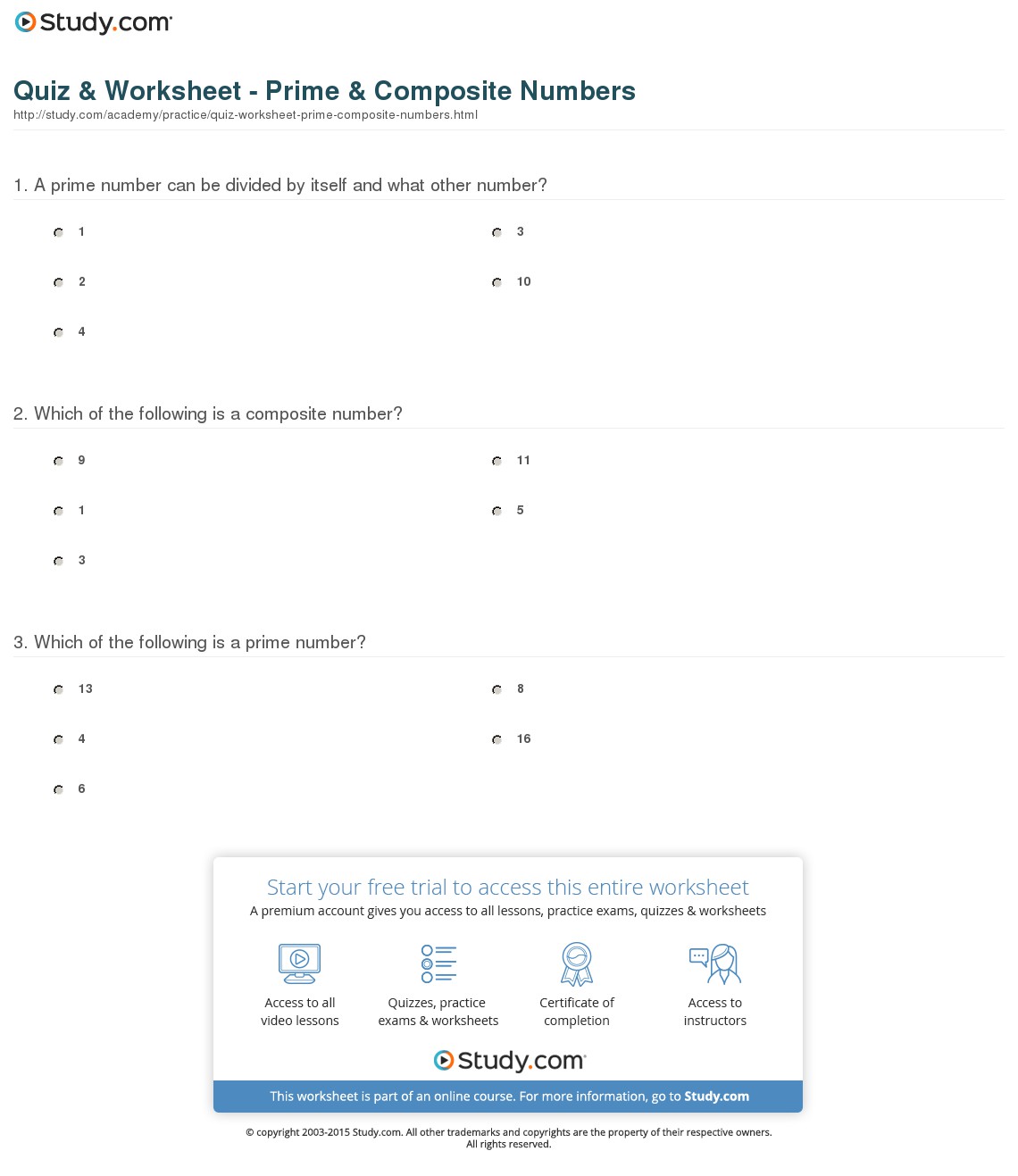 Quiz & Worksheet