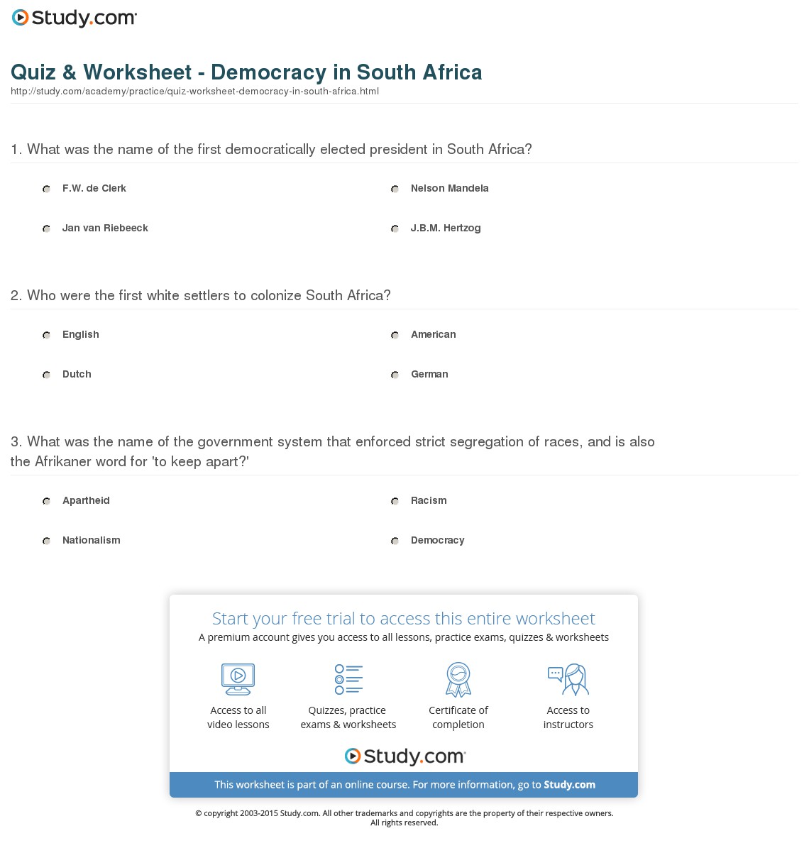 Quiz & Worksheet