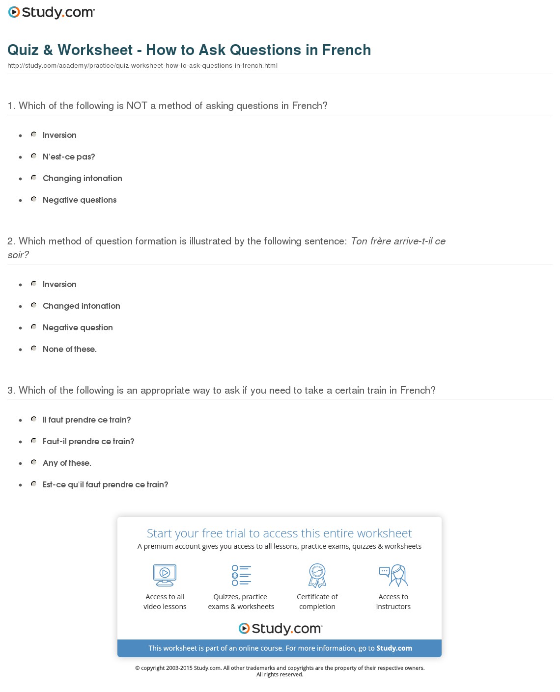 Quiz & Worksheet