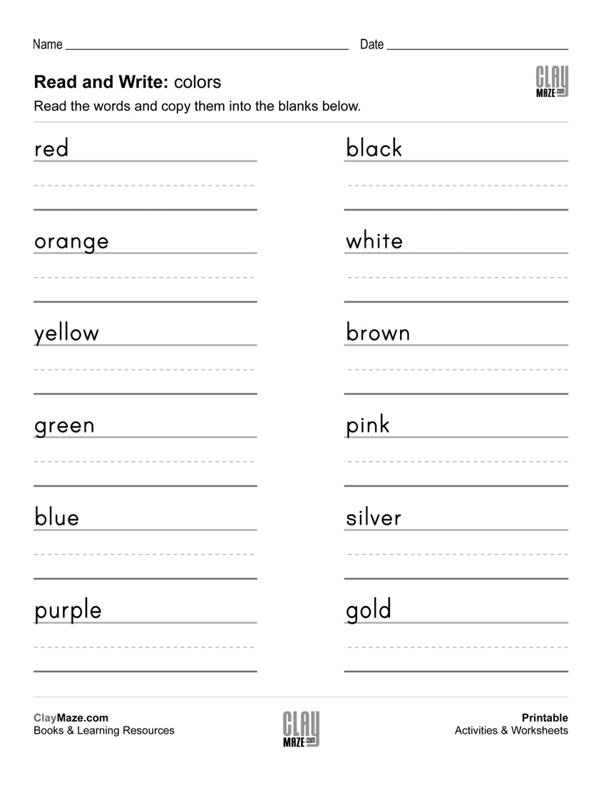 Read And Write Color Words