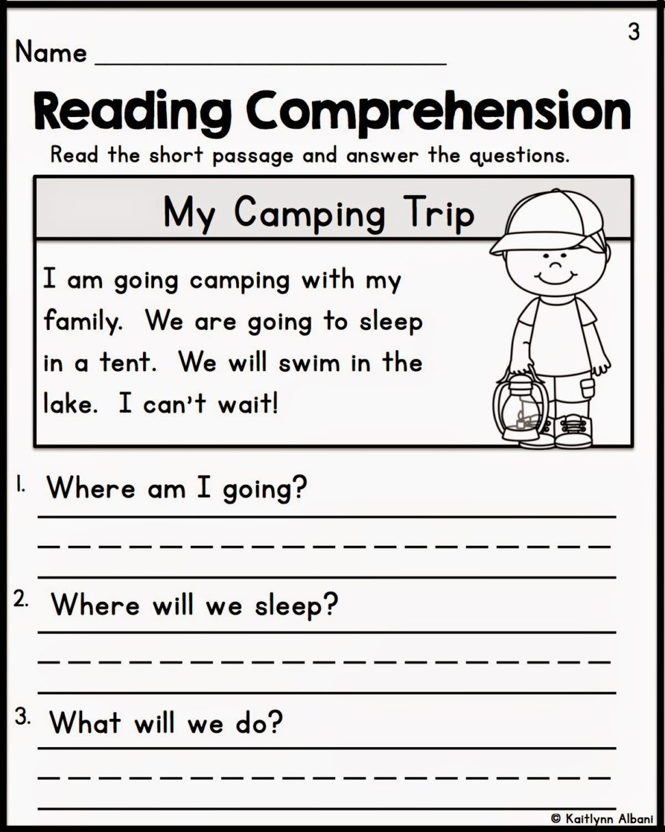Reading Comprehension Kindergarten Worksheets English For Math