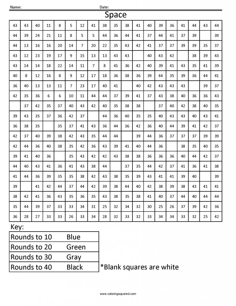 Rounding Worksheets Rrec1 Space Free Math Coloring Pages
