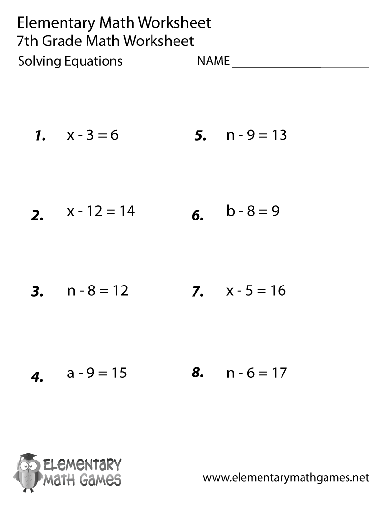 Seventh Grade Solving Equations Worksheet With Fractions Kuta 7th
