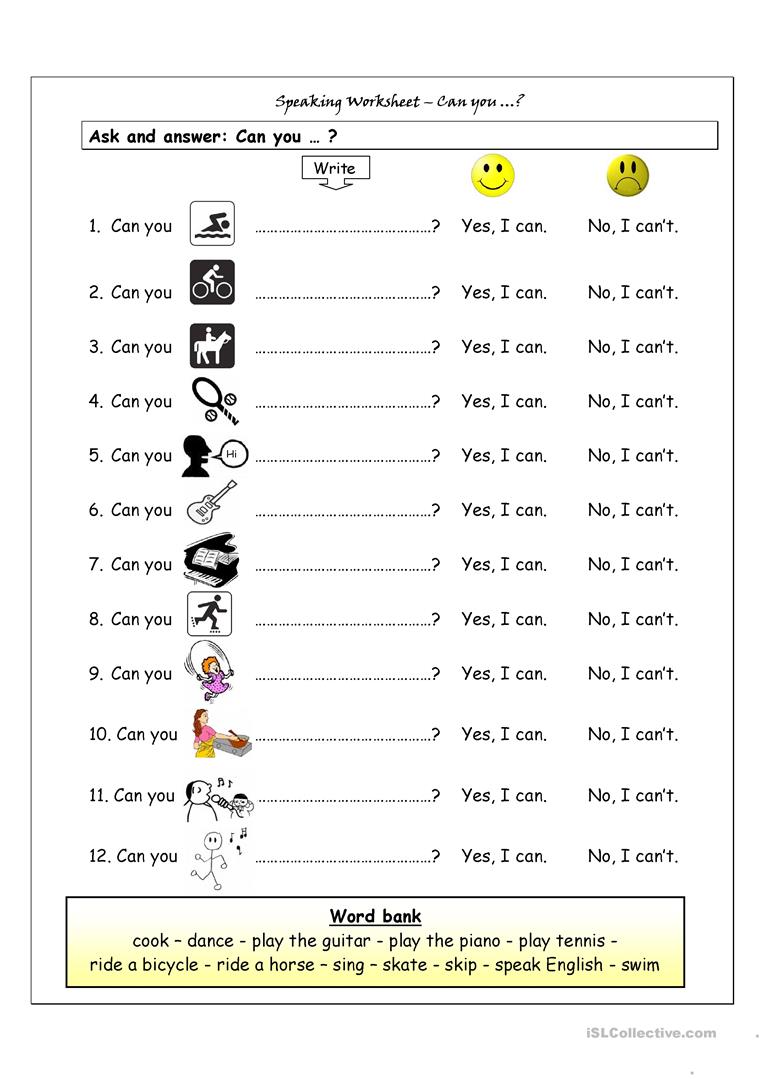 Speaking Worksheet