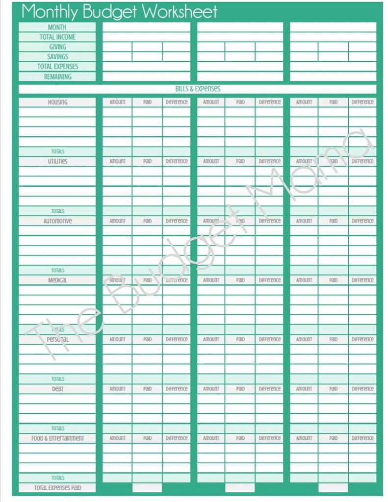 Spreadsheet Pictures Blank Budget Worksheet Printable Dropwin