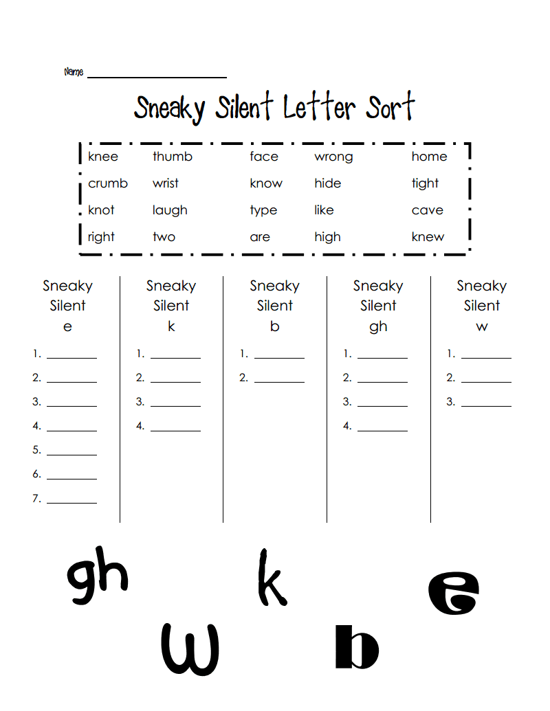 The Sneaky Silent Letter Sort Pdf