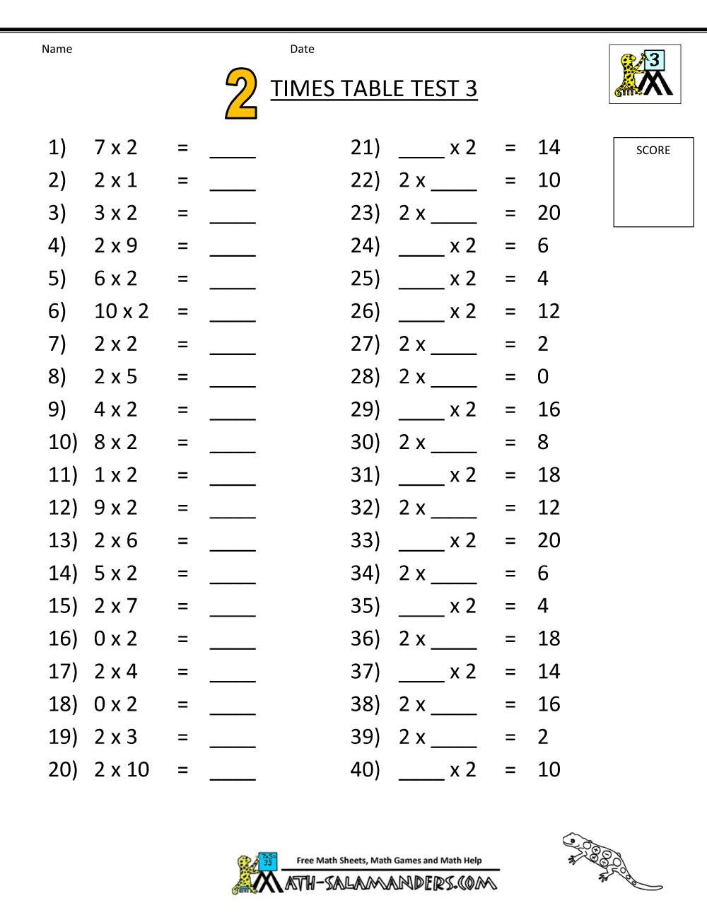 Times Table Tests