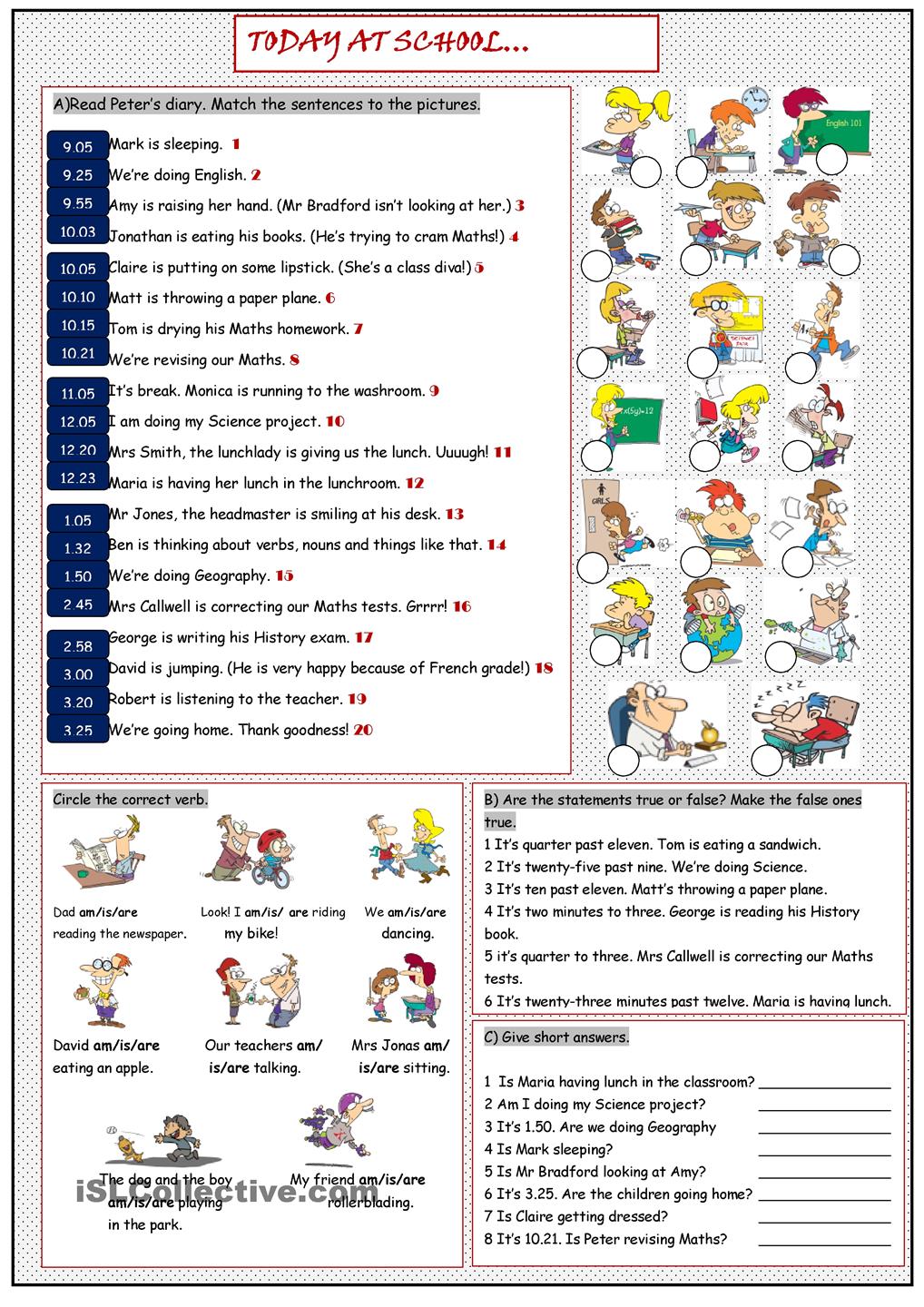Present Continuous Tense Worksheets Printable