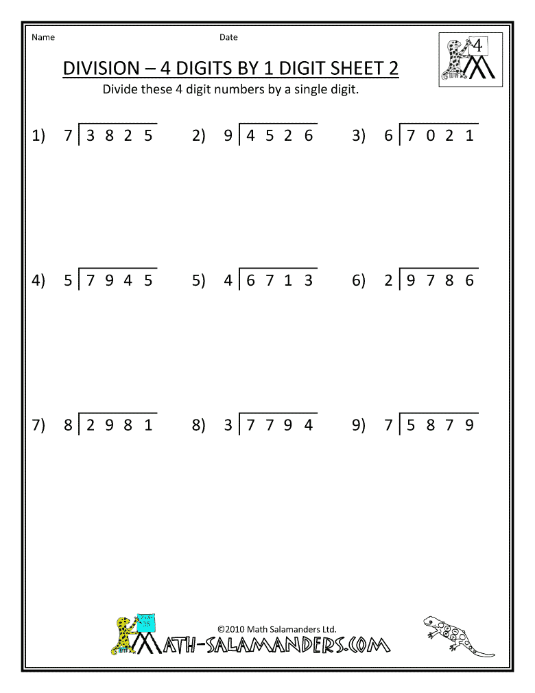 Worksheet  4 Digit Division  Yaqutlab Free Worksheet