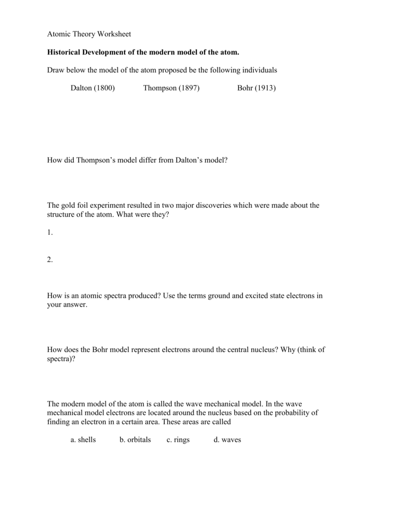Worksheet  Atomic Theory Worksheet  Grass Fedjp Worksheet Study Site