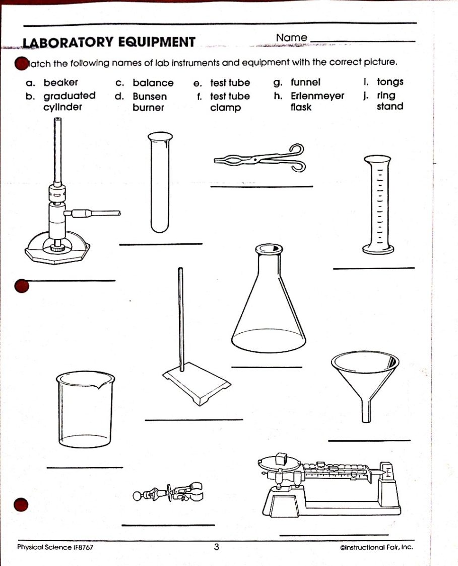 Worksheet  Chemistry Lab Equipment Worksheet  Brunokone Worksheet