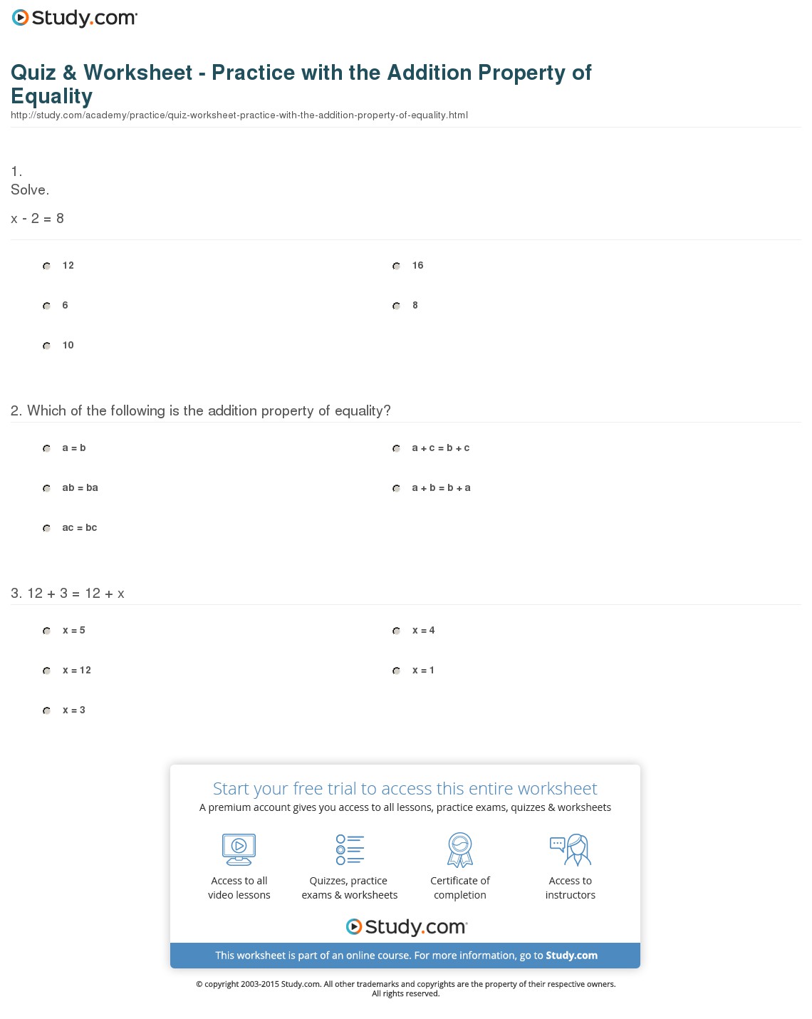 Worksheet  Math Property Worksheets  Brunokone Worksheet Study Site