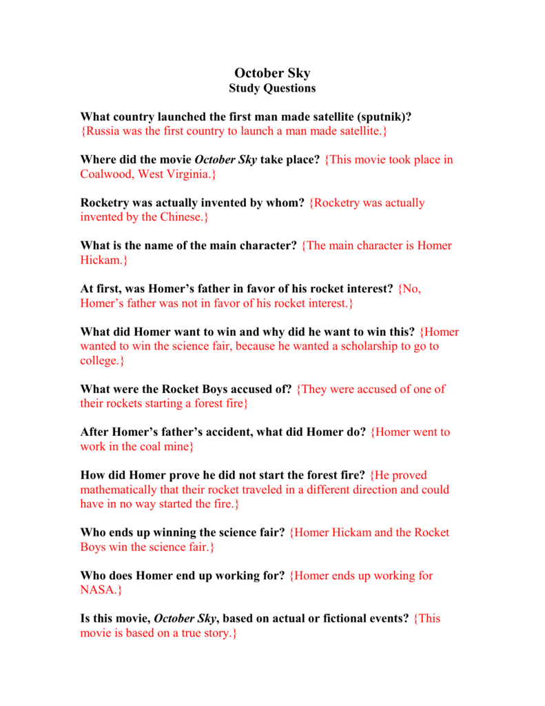 Worksheet October Sky Worksheet Answers Grass Fedjp Worksheet