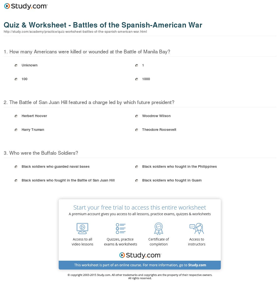 Worksheet  Spanish American War Worksheet  Grass Fedjp Worksheet