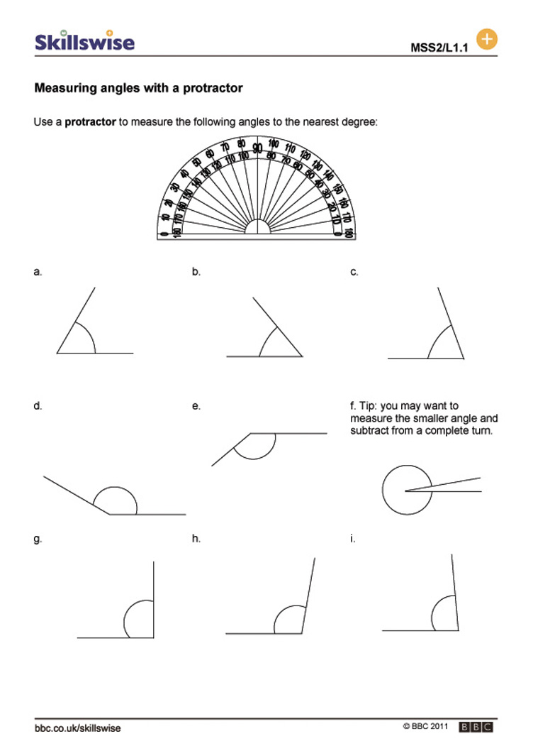 Using A Protractor Worksheets