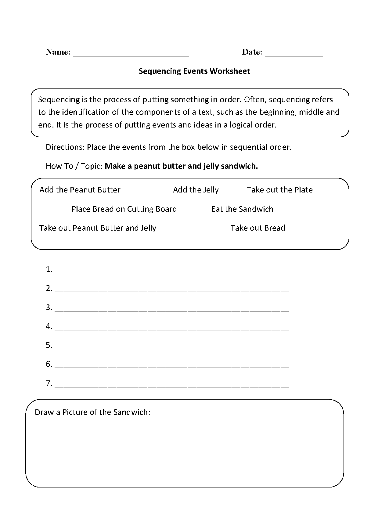Writing Worksheets Sequencing Picture Story Kindergarten Events