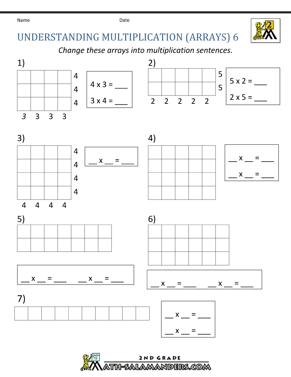 10+ Multiplication Arrays Worksheets