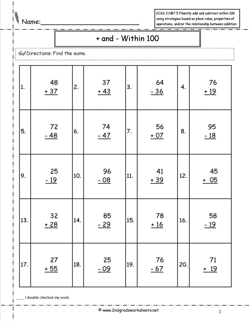 2nd Grade Math Worksheets Common Core Worksheets For All