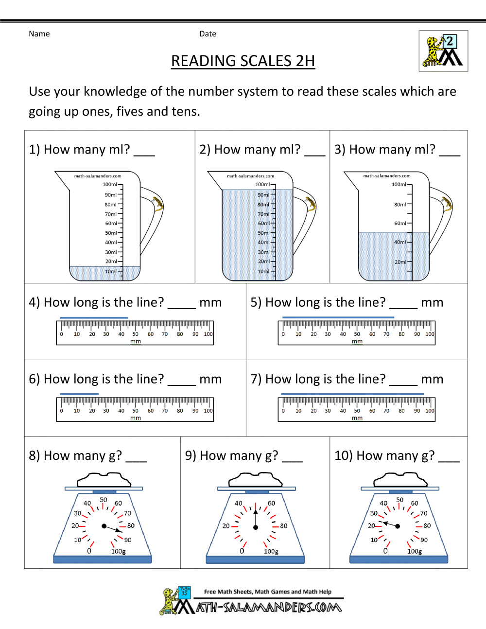 2nd Grade Measurement Worksheets