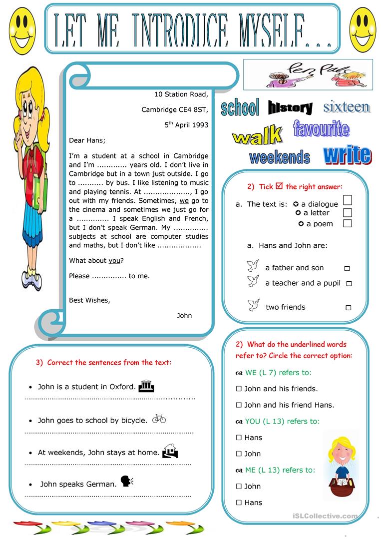 38 Free Esl Myself Worksheets