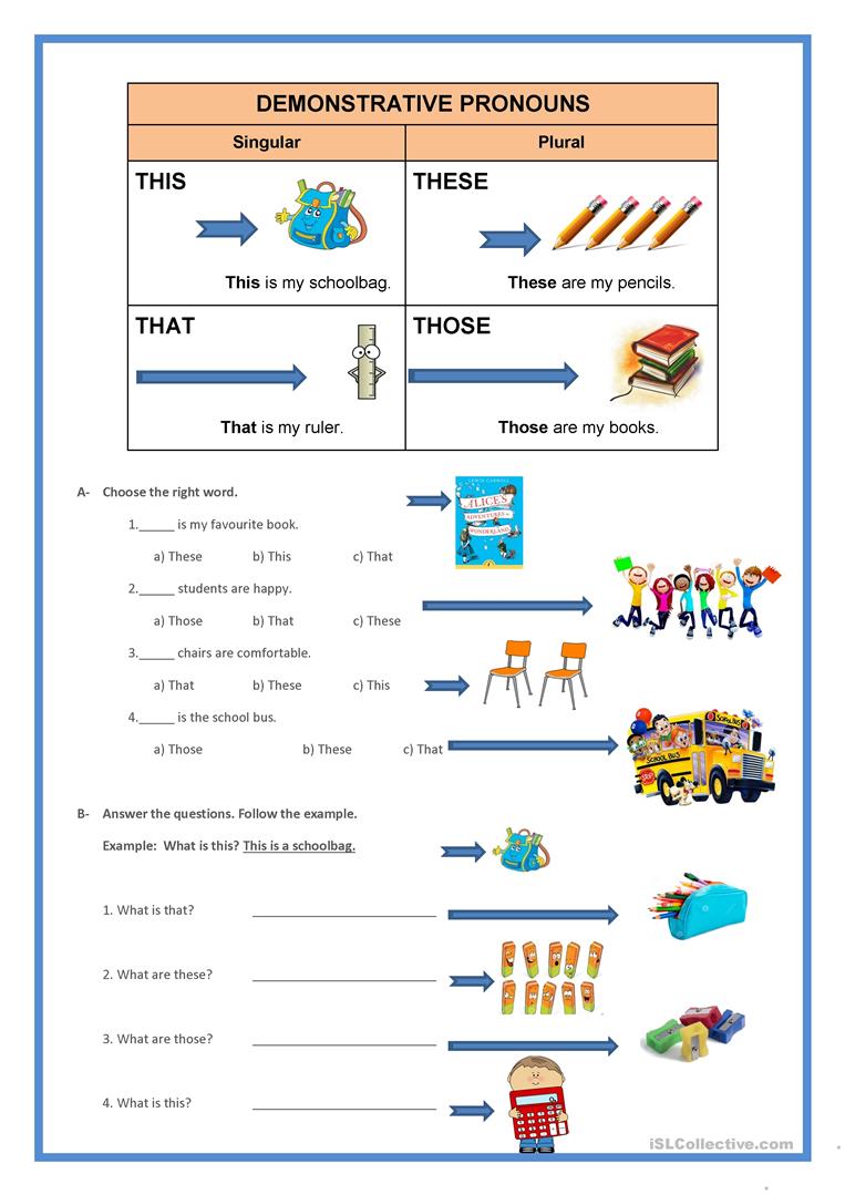 39 Free Esl Demonstrative Pronouns Worksheets