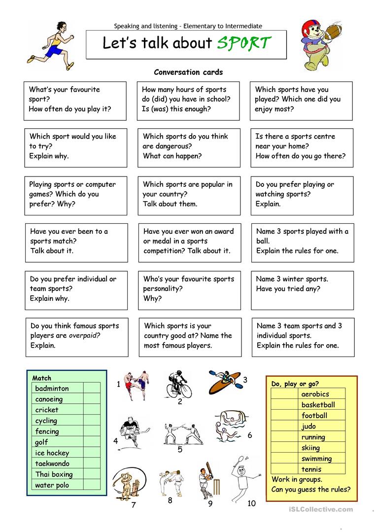 636 Free Esl Sports Worksheets