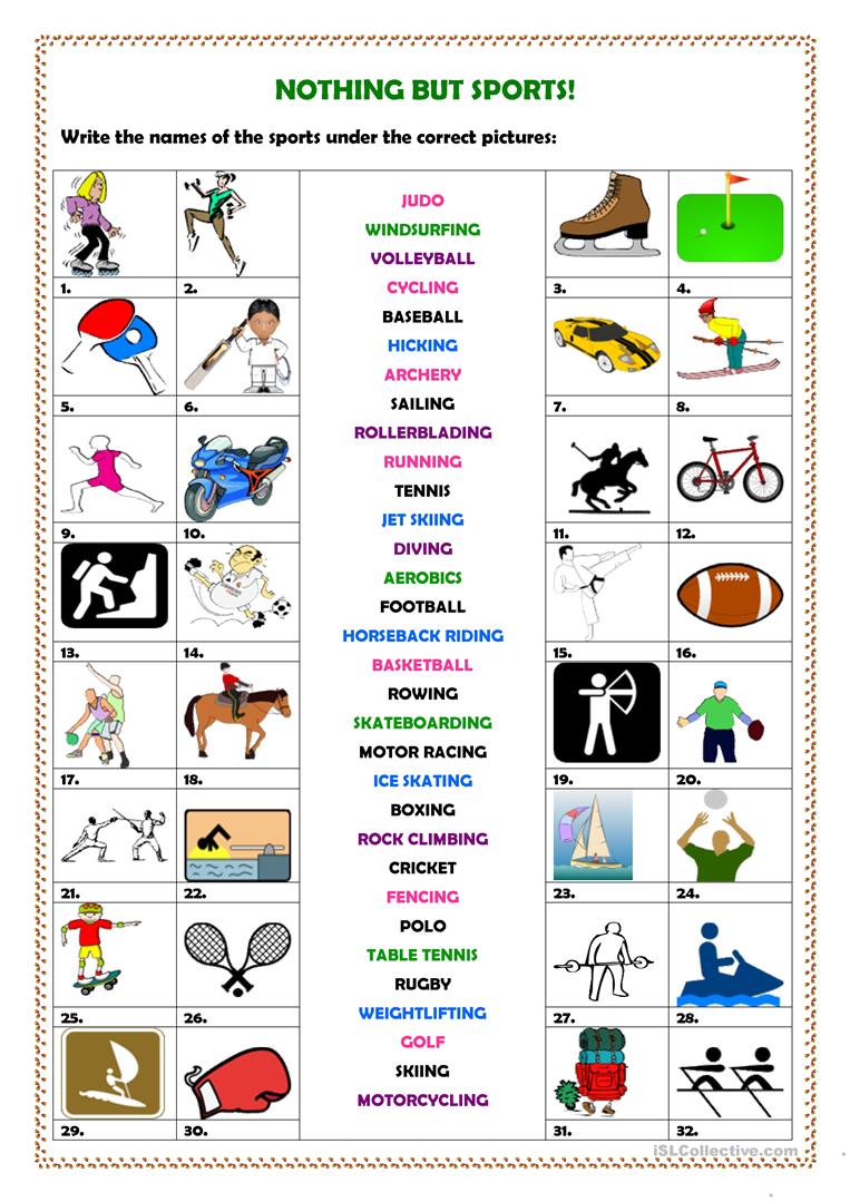 639 Free Esl Sports Worksheets 639 Free Esl Sports Worksheets
